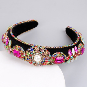 Hua Liyu Bandeaux de style baroque pour femmes avec strass et perles pour accessoires de cheveux de fête et de mariage - Product Image 4