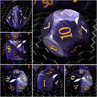 1PCS Purple Diamond Facet Multi-Facted Cat Eyes Polyhedral Handmade Dice Set D6 D20 pour jeux de table Dungeons & Dragons
