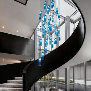 Lustre personnalisé moderne pour villa, hôtel, restaurant, en verre, briques transparentes, lustre pour escalier - Product Image 2