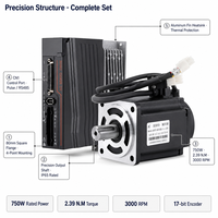 Kit de Motor Servo AC de 750W, 220V, Monofásico, 3000 RPM, Brida de 80mm, Codificador de 17 Bits, IP65 Impermeable, Controlador para Máquina CNC