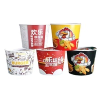 Seaux à poulet frits en papier kfc de grande taille personnalisés écologiques avec logo jetable de 64oz 150oz 170oz avec couvercle