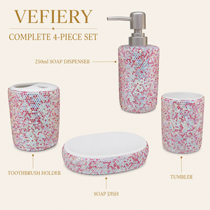 Ensemble de salle de bain en strass : Distributeur de savon, porte-brosse à dents, porte-savon, gobelet – Accessoires brillants pour coiffeuse, maison, cadeau - Product Image 3