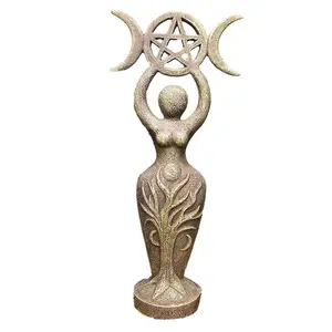 Abstrato neopagan shaman estátua de godão espiral, estatueta de movimento feminino de neopagana tripla