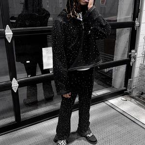 Tuta con Logo personalizzato con strass in pietra glitterata con mezza Zip - Product Image 1