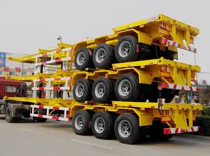 Diskon besar Cina tri-axle 40ft kerangka kontainer kerangka pengiriman Semi Traile 3 poros kerangka Trailer untuk dijual