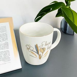 Factory Wholesale Customizable Nordic Style Logo Pattern Stoneware Ceramic <b>Mug</b> Gold Rim <b>Reusable</b> Food Safe Dishwasher Business - Product Image 4