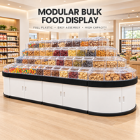 Étagère modulaire pour l'affichage de produits en vrac, en plastique, pour supermarché, pour bonbons et noix, avec bacs en acrylique transparent