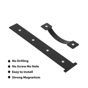 Kit de poignées de <span class=keywords><strong>porte</strong></span> de garage en ABS moderne avec 4 charnières et 2 poignées noires, aimants de <span class=keywords><strong>porte</strong></span> de garage, faux charnières - Product Image 3