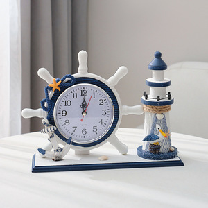 Mediterranean Style <b>Table</b> <b>Clock</b> With Pen Holder Polyresin Silent Desk <b>Clock</b> For Living Room Bedroom - Product Image 2