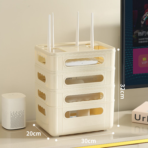 <span class=keywords><strong>Caja</strong></span> de almacenamiento de enrutador WiFi, decodificador de TV, estante multicapa, práctico estilo crema, <span class=keywords><strong>caja</strong></span> de almacenamiento de tablero enchufable - Product Image 3