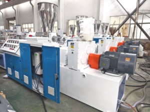 Nhựa uPVC PVC hồ sơ đùn dòng hình Nón Đôi vít máy đùn PVC Trần bảng điều chỉnh dây chuyền sản xuất - Product Image 6