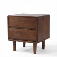 Table de chevet simple et moderne à 2 tiroirs en bois massif, robuste, pour chambre à coucher, vente en gros, personnalisable OEM CTG007