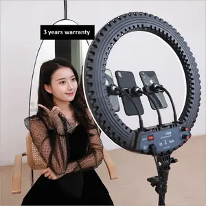 Lampu Ring LED 18 Inci Fotografi, Lampu Pengisi Fotofgrafi Streaming Langsung Dapat Diredupkan, Lampu Cincin dengan Dudukan Tripod