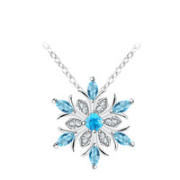 Collar de copo de nieve azul para mujer, conjunto de pendientes de la serie de Navidad, accesorios para mujer, collar y pendientes, joyería