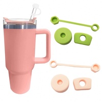 Nouveau Bouchon Anti-Débordement Rond en Silicone Réutilisable, Lot de 3 Couvercles de Paille pour Gobelet Stanley