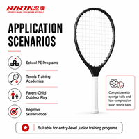 Raquette de tennis courte en fibre de carbone à dégradé coloré pour jeunes, avec filet en nylon, poignée confortable, design léger, swing facile pour le sport