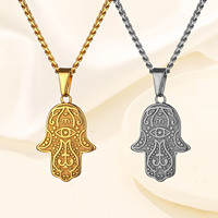 Bijoux en acier inoxydable de haute couture fabricant d'accessoires religieux Hamsa main collier 18k plaqué or bijoux personnalisés