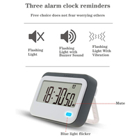 Chronomètre électronique J&R Mini moderne rectangulaire avec grand écran LCD 24 heures, option silencieuse, minuterie de cuisine, minuterie de cuisson