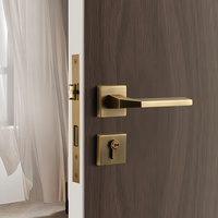 Serrure de porte magnétique silencieuse élégante dorée à levier en acier inoxydable pour portes en bois de chambre et de salle de bain