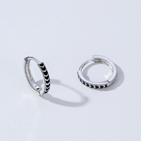 Ailmay Ensemble de boucles d'oreilles en argent sterling 925 émaillé noir pour femmes Cool Rock Design Party Jewelry Gift