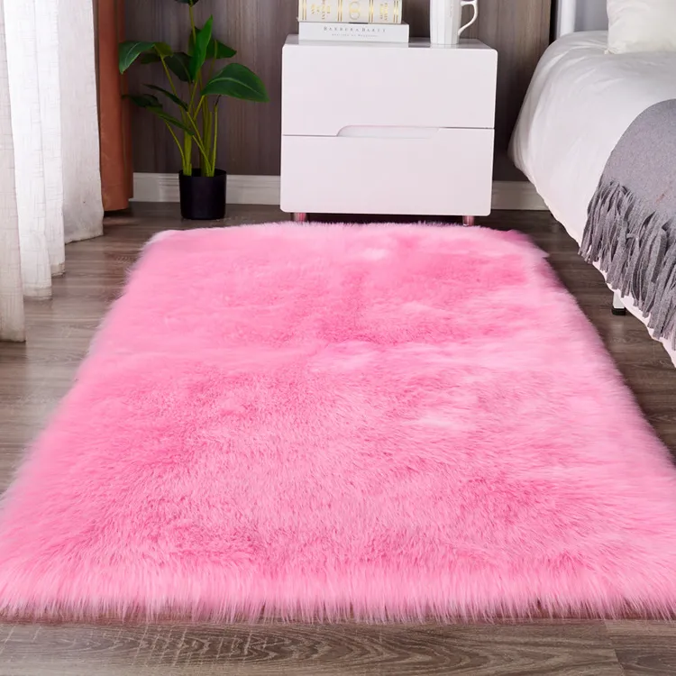 Factory Custom Window Bedroom Sofa Bed Beside Floor Mat blanket Living Room large fluffy Faux sheepskin Fur Area Rugs and Carpet