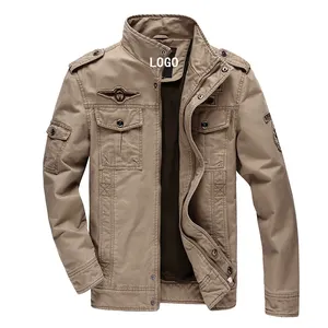 Free OEM LOGO Fashion Men Cotton Stand Collar Solid Zipper Button Outdoor Plus Size Casual Tops Free LOGO OEM Coat Jacket