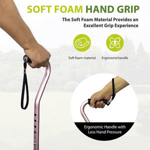 Canne pliante <span class=keywords><strong>Medline</strong></span> Offset, forme en 7, pliable, portable, en alliage d'aluminium, avec base robuste à <span class=keywords><strong>4</strong></span> pieds, poignée en mousse, 79-92 cm, classe II - Product Image 3