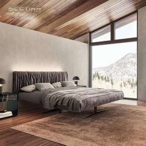 <span class=keywords><strong>Letto</strong></span> matrimoniale moderno con testiera in pelle plissettata orizzontale delicata con luce notturna a LED piccoli letti levitanti - Product Image 2