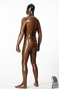 男士烟熏黑灰色 0.4 毫米厚乳胶面罩式成人男式紧身衣 - Product Image 3