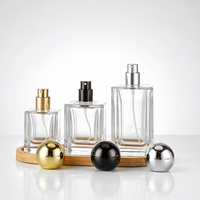 Flacon de parfum carré en verre personnalisé 30ml 50ml 100ml avec bouchon rond en métal doré ou argenté, conteneur vide de luxe à fond épais avec atomiseur