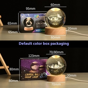 Incandescente pianeta sfera di cristallo lampada da notte a LED 3D intagliato a Laser bianco caldo a batteria creativo ornamenti camera da letto/regalo di <span class=keywords><strong>compleanno</strong></span> - Product Image 4