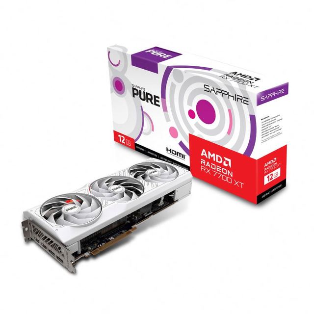 New Stock PURE RX 7700 XT 12GB OC Gaming Graphics Card with GDDR6 PCI Express Fan Cooling for Output
