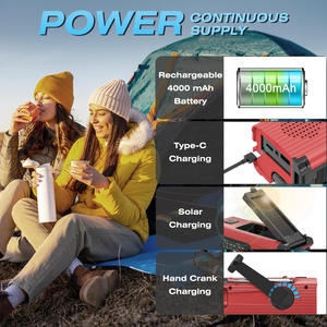 Radio meteorológica solar con manivela, batería externa de 2000 mAh con linterna, lámpara de lectura, alarma, receptor portátil AM FM WB para camping - Product Image 5