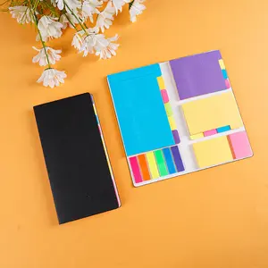 Wholesale Fashion Leather Cover Sticky Note Notepad Custom Folding Sticky Notes Set Good For Reminder Sticky Note Memo Pad