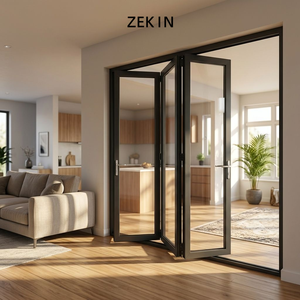 Puertas Plegables de Vidrio con Marco Negro que Ahorran Espacio, Puertas Plegables Tipo Acordeón para Terraza y Sala de Estar, Venta al Por Mayor de Fábrica - Product Image 1