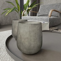 Pot Bunga Beton Minimalis untuk Dalam Ruangan Desain Bundar Bahan Serat Semen Abu-abu Dekorasi Rumah