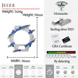 Boîtier de montre de luxe en or blanc, serti de diamants VVS Moissanite, style Hip Hop, en argent 925, avec lunette de montre DW6900 - Product Image 6