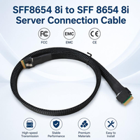 Câble de serveur SFF-8654 8i vers SFF-8654 8i, câble interne SlimSAS 8i SAS 24 Gbit/s PCIe 4.0 pour RAID, HBA, backplane, stockage, ordinateur