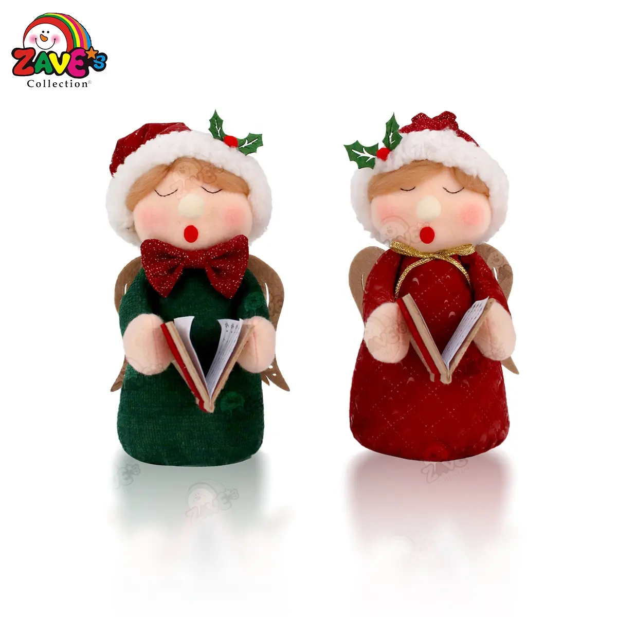 Zaves Choir Boy Girl Pair set of 2 Cute Angel Church Kids Stuffed Decoration for Christmas Plush Holiday Supplies