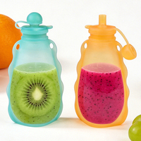 Conteneur d'alimentation extérieur pour bébé, pochette alimentaire réutilisable en silicone, distributeur à double poignée, qualité alimentaire pour purée de tout-petit