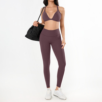 Soutien-gorge de sport écologique pour femme, maintien élevé, antichoc, bonnets rembourrés, léger, bretelles croisées, extensible dans quatre directions, devant