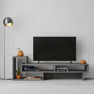 <span class=keywords><strong>DECOHOME</strong></span> Meuble TV Blanc Marbre De Luxe Or Noir Support TV Moderne Extensible Meubles De Maison Design En Bois Salon De Mode - Product Image 3
