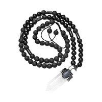 Vente en gros collier en pierre naturelle pierre de lave onyx collier de perles Labradorite cristal blanc breloque bijoux de guérison pour femmes hommes
