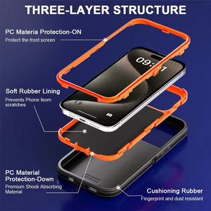 Coque de protection 3-en-1 pour <span class=keywords><strong>iPhone</strong></span> 16 17 16E 15 14 Plus 13 <span class=keywords><strong>12</strong></span> 11 Pro Max <span class=keywords><strong>Mini</strong></span> – Housse hybride antichoc robuste - Product Image 3