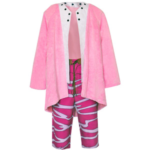 Costume de Cosplay Doflamingo, manteau en peluche rose avec pantalon rayé pour enfants de 8 à 13 ans, tenue de jeu de rôle Anime - Product Image 1