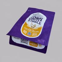 Sachet à fond plat refermable avec languette de tirage pour aliments pour chats, pour croquettes crues lyophilisées, emballage personnalisé en sachet mat type boîte