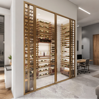 Étagère à vin murale moderne en acier inoxydable et bois, grande capacité, écologique, pour la maison