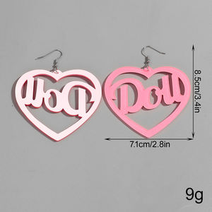Pendientes Largos de Acrílico con Diseño de Corazón, Brillantes, Personalizados, con Letras Rosas, Estilo Romántico, Regalo de Moda, Unisex - Product Image 5