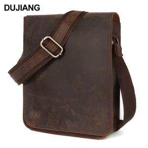 Sac à main décontracté en cuir véritable pour hommes Sac à bandoulière rétro plat en cuir de vachette - Product Image 1