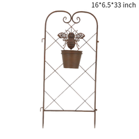 Alta calidad rústico abeja pájaro baño corazón Metal bambú marco mimbre extensible arco superior jardín enrejado con maceta